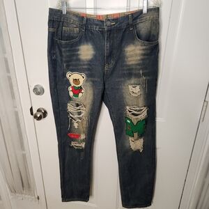 Men's UnNamed Brand Patch Jeans  Size 36